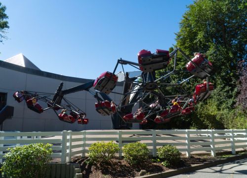 Die Attraktion Wellenreiter lässt die Gondeln an den Armen rotieren.