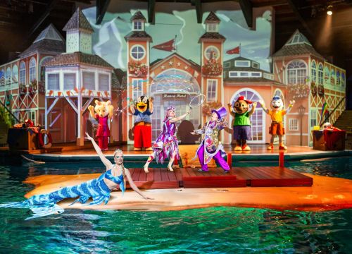 Künstler präsentieren sich auf der schwimmenden Bühne