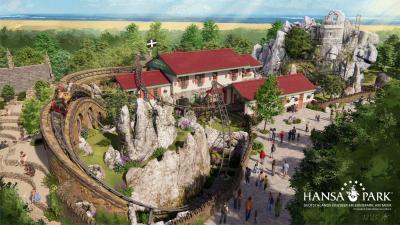 Artwork, die die geplante Thematisierung rund um den Cornwall Coaster zeigt