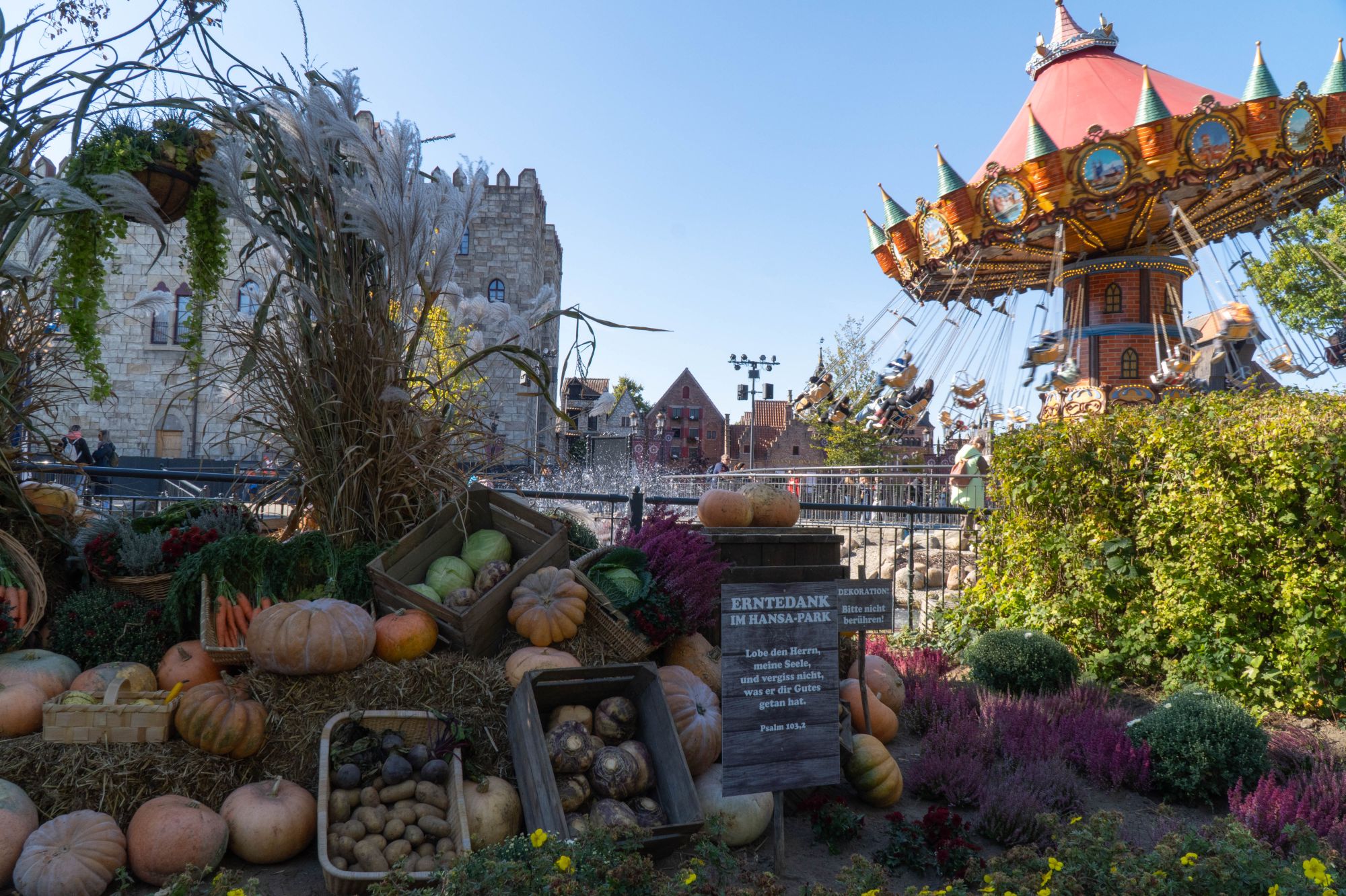 Erntedankbeet mit Hanse-Flieger im Eingangsbereich