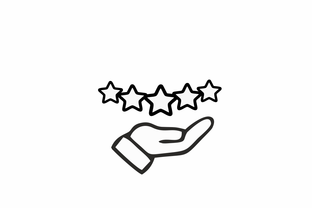 Illustration einer Hand über der 5 Sterne schweben